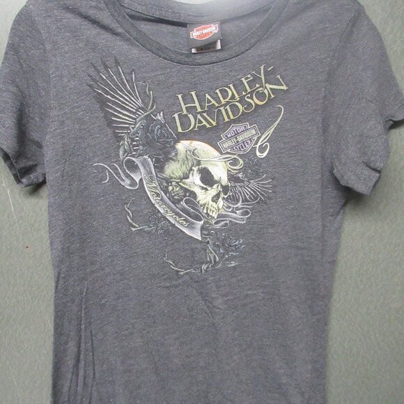 Harley Davidson Gray Skull Tee Sz L - Picture 1 of 6